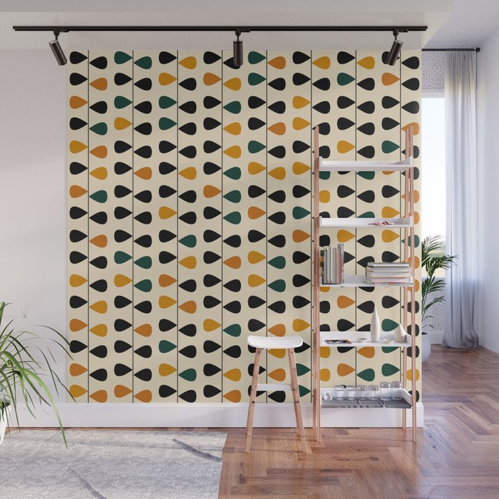 Colorful mid century plant decor 3 Wall Mural