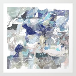 Abstract Map Blue Art Print