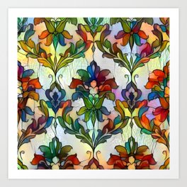 Victorian Botanical Pattern (15) Stained Glass Art Print