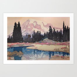 Mount Rainier by Hiroshi Yoshida - Japanese Vintage Ukiyo-e Woodblock Print - United States Series Art Print