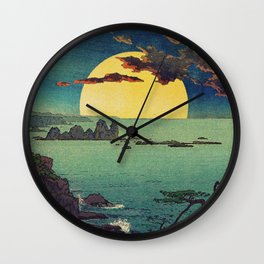Sololiqui in Fekito  Wall Clock | Digital, Vintage, Forest, Brown, Sunset, Oil, Trees, Clouds, Orange, Coast 