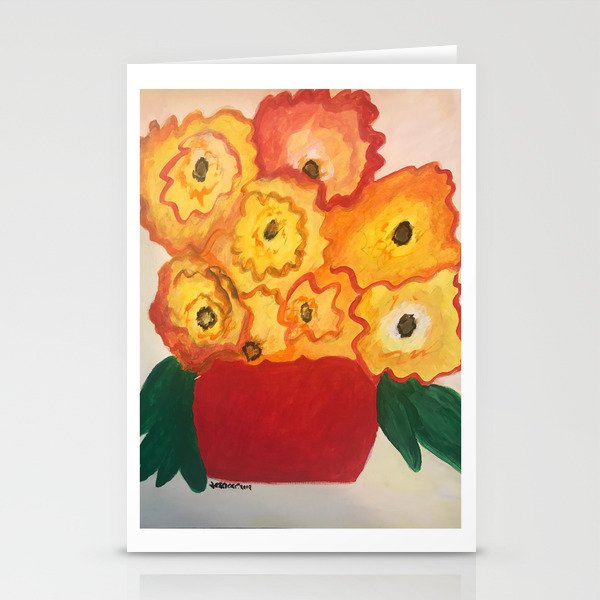 Orangeyellowflorals Stationery Cards