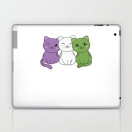 Genderqueer Flag Cat Pride Lgbtq Cute Cat Laptop Skin