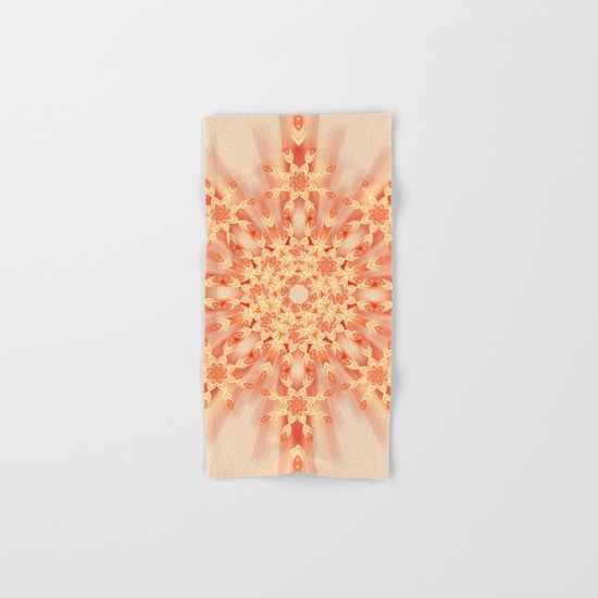 Mandala radial in orange Hand & Bath Towel