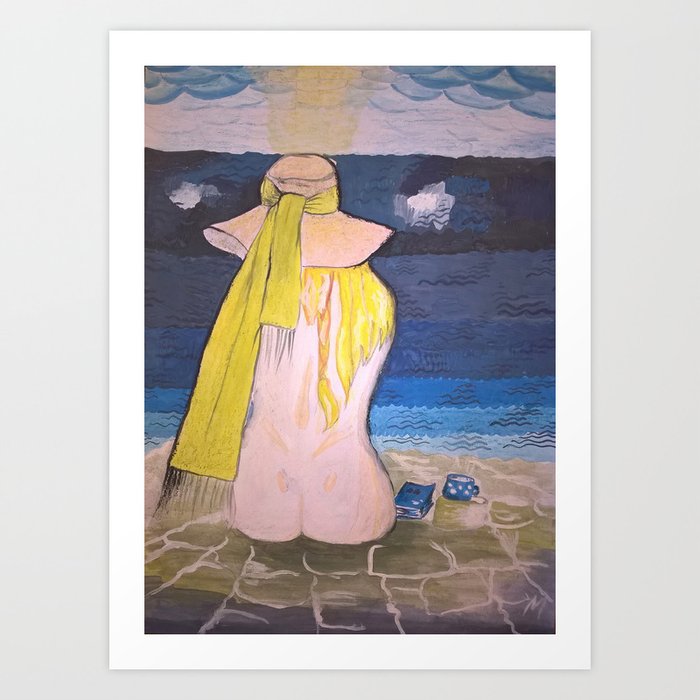 Nude Girl With Hat On The Beach Hand Made Painting Art Print By Maltez Society6