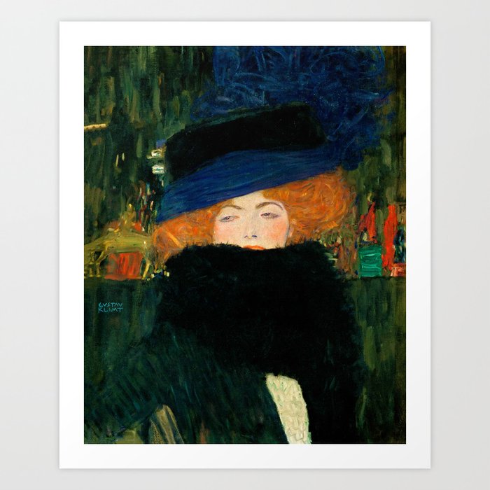Gustav Klimt "Lady with Hat and Feather Boa" Art Print