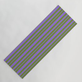 [ Thumbnail: Green and Purple Colored Lines Pattern Yoga Mat ]