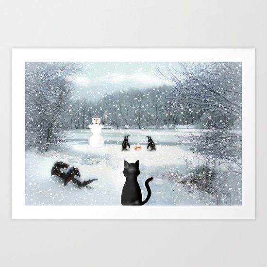 Cat on tour Art Print
