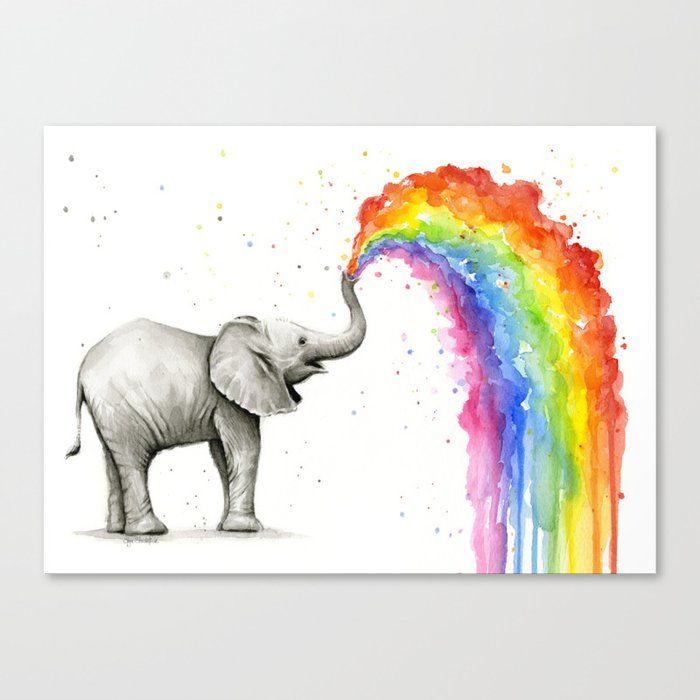 Rainbow Baby Elephant Canvas Print