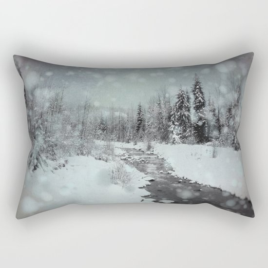 Blue Winter Landscape Rectangular Pillow