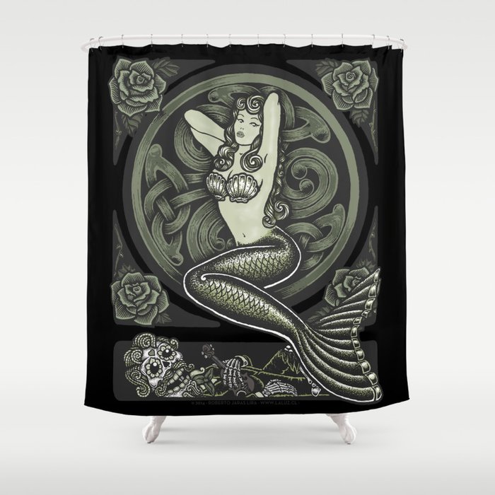 Vintage Classic Mermaid Pinup Shower Curtain