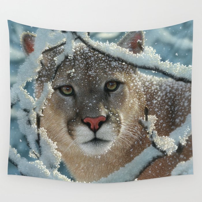 Cougar - Silent Encounter Wall Tapestry