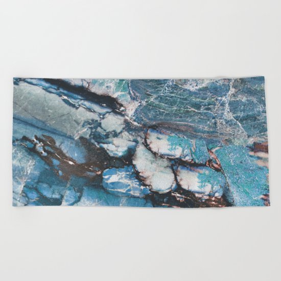 Turquoise Blue Marble Beach Towel