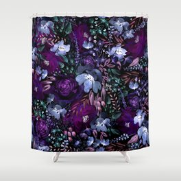 Deep Floral Chaos blue & violet Shower Curtain