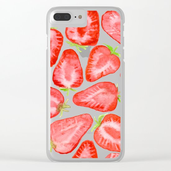 Watercolor strawberry slices pattern Clear iPhone Case