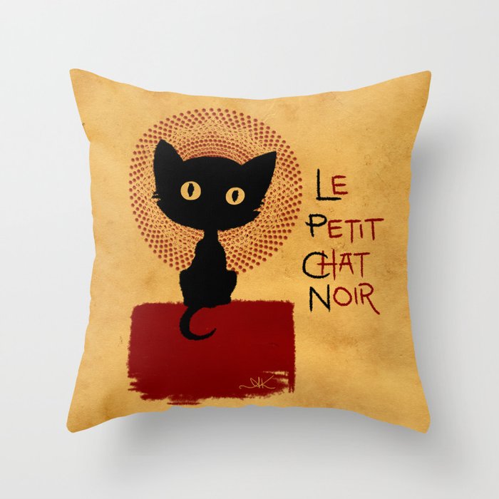Le Petit Chat Noir Throw Pillow