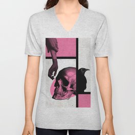 Death Mondrian in pink and black V Neck T Shirt