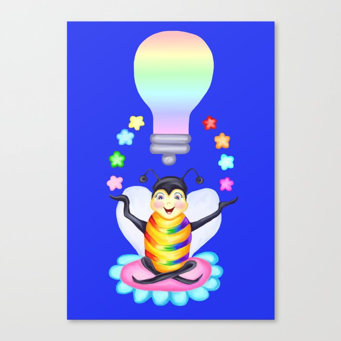 Bee Rainbow Lightbulb Idea Canvas Print