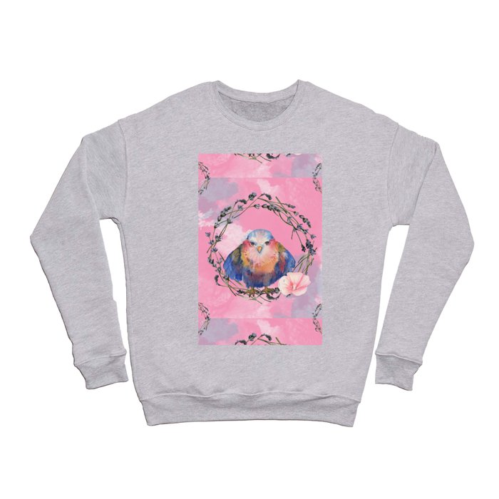 Blue bird on a lavender wreath Crewneck Sweatshirt