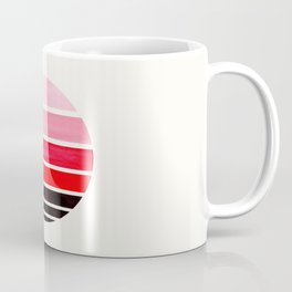 Red Mid Century Modern Minimalist Circle Round Photo Staggered Sunset Geometric Stripe Design Coffee Mug