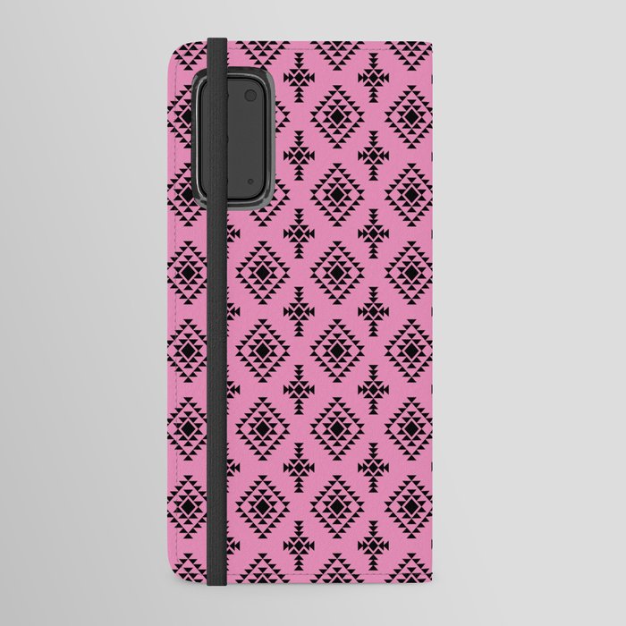 Pink and Black Native American Tribal Pattern Android Wallet Case