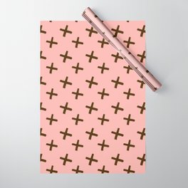Brown X on pink backround Wrapping Paper