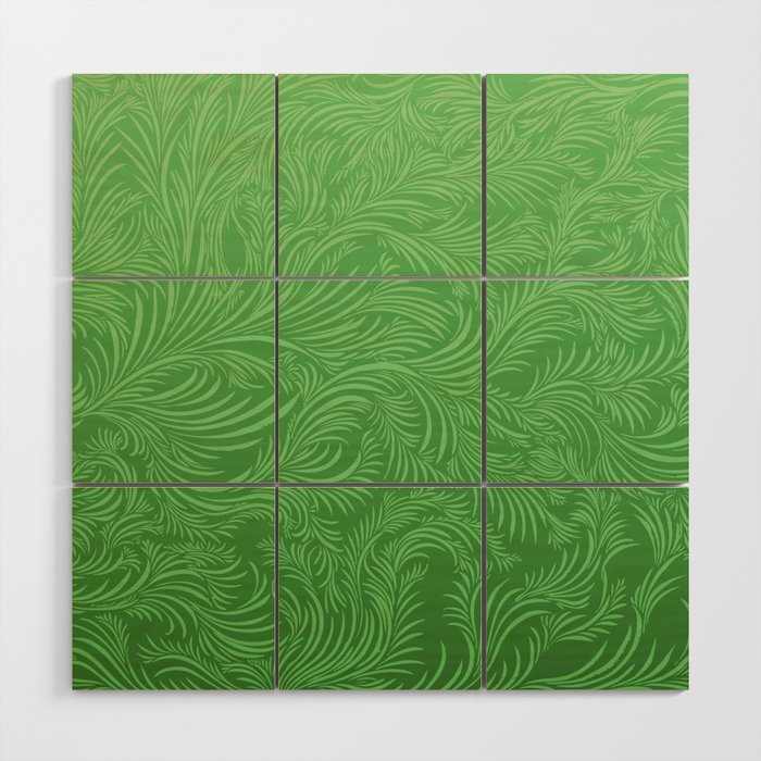 GREEN DAMASK LEAF BACKROUND. Wood Wall Art