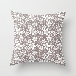 Flower Pattern - Ash - Pantone Color Throw Pillow