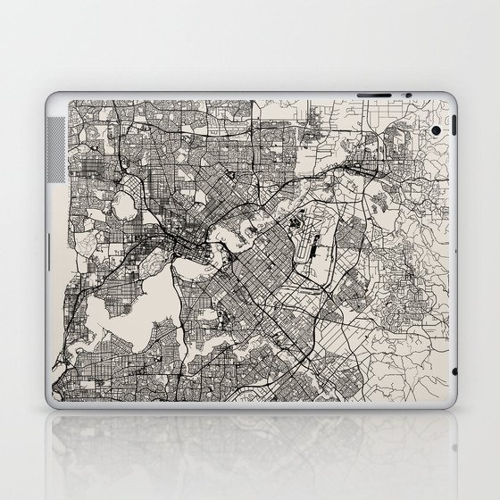 Perth - Australia - Black and White City Map Laptop & iPad Skin