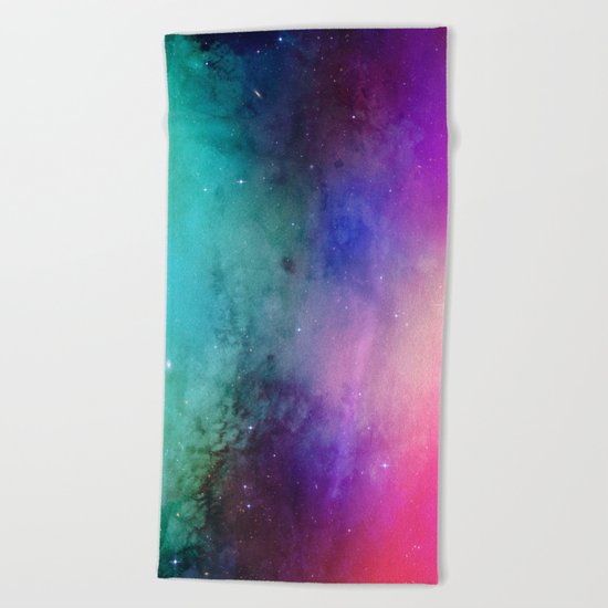 Mystical azure galaxy Beach Towel