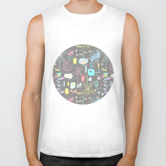 Insect watercolor grey textile texture Biker Tank