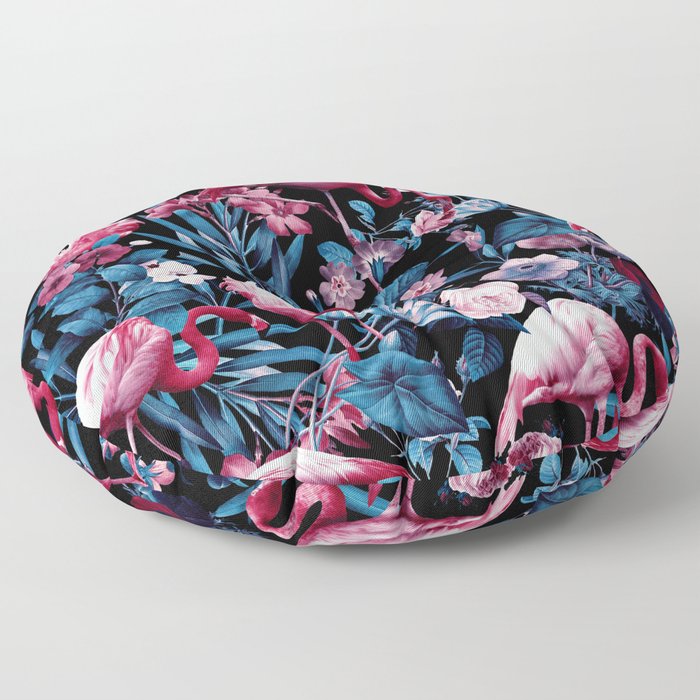 Floral and Flamingo VIII Floor Pillow