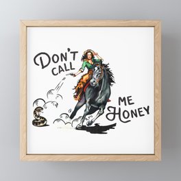 "Don't Call Me Honey" Cowgirl On Horseback Shooting a Rattlesnake Framed Mini Art Print