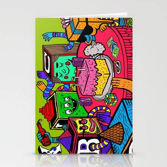 "Block Party" by Steven Fiche Stationery Cards