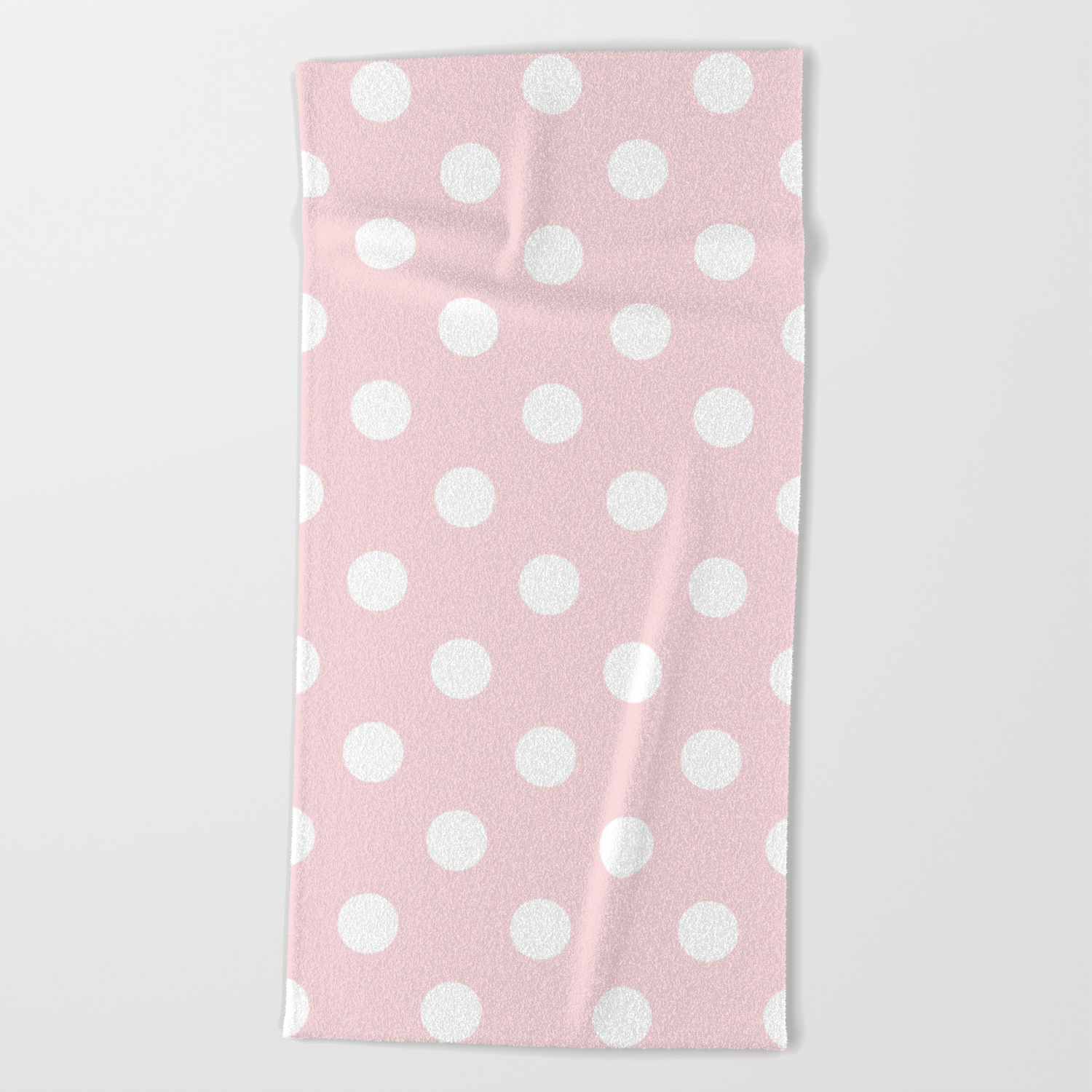 Polka Dots White On Light Pink Beach Towel By Polkadotsshop Society6
