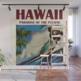 Hawaii Surfer's Paradise of the Pacific - Land of Aloha Vintage Poster Wall Mural