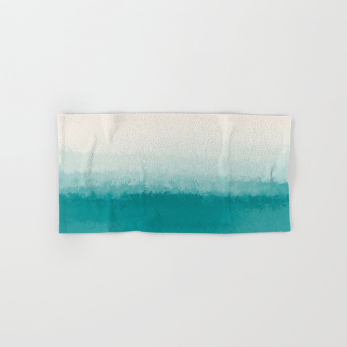 The Call of the Ocean 3 - Minimal Contemporary Abstract - White, Blue, Cyan Hand & Bath Towel