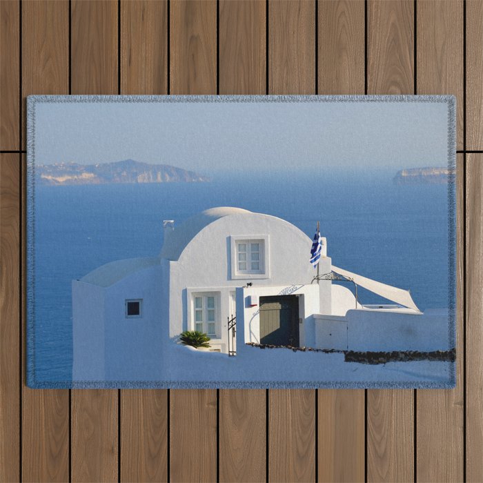 Santorini House Greece Outdoor Rug