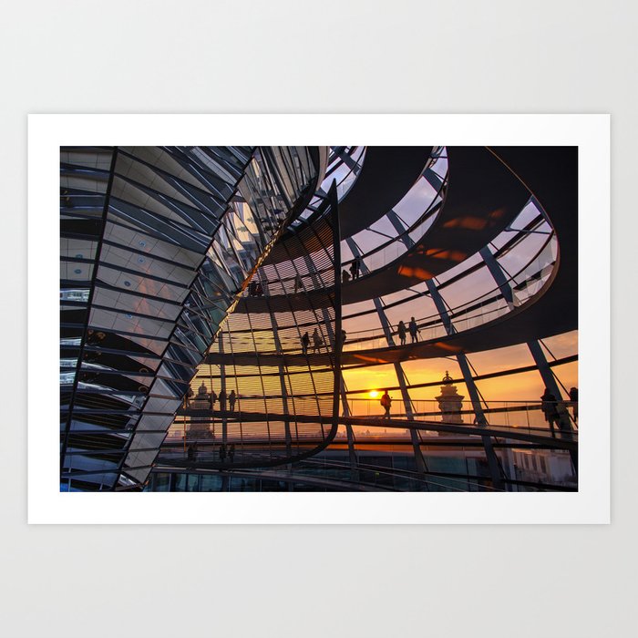 Sunset Inside the Reichstag Dome Art Print