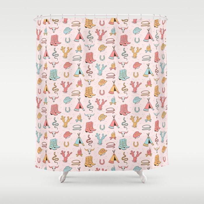 Cute Cowgirl Pattern, Cowboy Print Shower Curtain