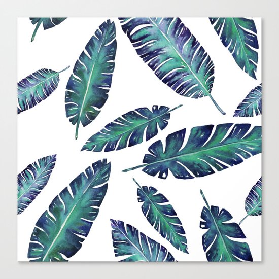 Watercolor garden leaves Canvas Print