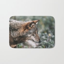 European Gray Wolf With Reddish Brown Spots In His Coat Bath Mat | Photo, Classic, Dog, Wolf, Grey, Modern, Beautiful, Trees, Nature, Dogs 