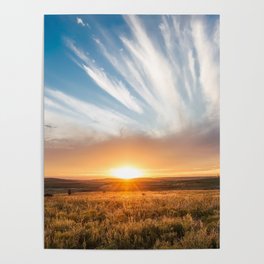 Grand Exit - Golden Sunset on the Oklahoma Prairie Poster