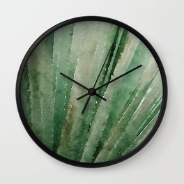 Botanical Forest Sage Green Close Up Palm Leaf Watercolor Nature Art Print Wall Decor  Wall Clock