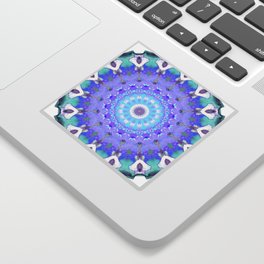 Crown Light Mandala Art In Purple And Blue by Sharon Cummings Sticker