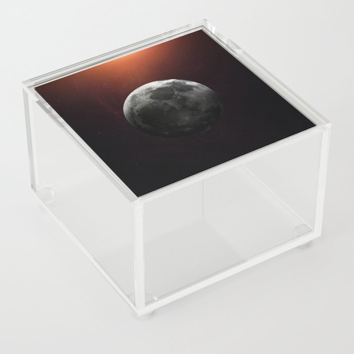 Moon Earth satellite. Poster background illustration. Acrylic Box
