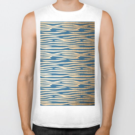 Zebra - Orange Sherbet Shimmer on Saltwater Taffy Teal Biker Tank