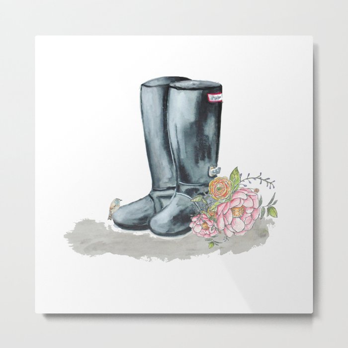 Spring Rain Boots Metal Print