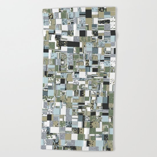 Geometric Grid of Textures Beach Towel