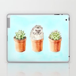 Hedgehog Watercolor Cactus Terra Cotta Pots Laptop & iPad Skin